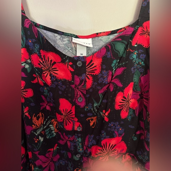AVA & VIV size 3X Floral BLACK and RED Dress - Picture 5 of 10